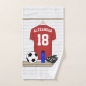 Personaliseerbaar Rood Wit Voetbalshirt Bad Handdoek (Handdoek)