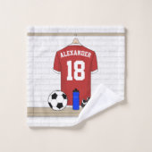 Personaliseerbaar Rood Wit Voetbalshirt Bad Handdoek (Wasdoekje)
