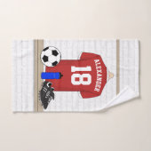 Personaliseerbaar Rood Wit Voetbalshirt Bad Handdoek (Handdoek)