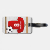 Personaliseerbaar Rood Wit Voetbalshirt Bagagelabel (Achterkant horizontaal)