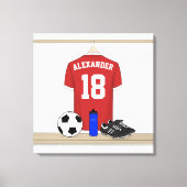 Personaliseerbaar Rood Wit Voetbalshirt Canvas Afdruk (Voorkant)