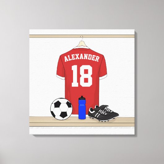 Personaliseerbaar Rood Wit Voetbalshirt Canvas Afdruk (Voorkant)