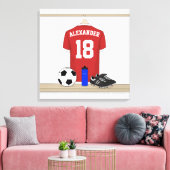Personaliseerbaar Rood Wit Voetbalshirt Canvas Afdruk (Insitu (Woonkamer))