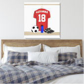 Personaliseerbaar Rood Wit Voetbalshirt Canvas Afdruk (Insitu (Slaapkamer))