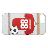 Personaliseerbaar Rood Wit Voetbalshirt Case-Mate iPhone Case (Achterkant (Horizontaal))