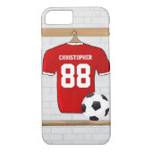 Personaliseerbaar Rood Wit Voetbalshirt Case-Mate iPhone Case (Achterkant)