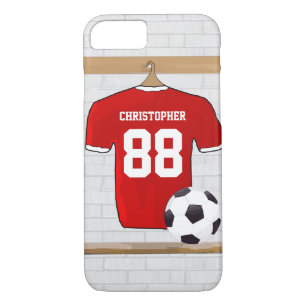 Personaliseerbaar Rood Wit Voetbalshirt iPhone 8/7 Hoesje