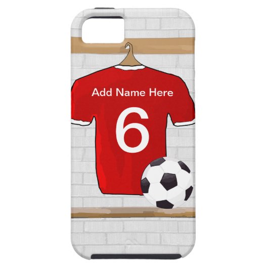 Personaliseerbaar Rood Wit Voetbalshirt Case-Mate iPhone Case (Achterkant)