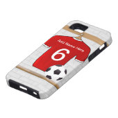 Personaliseerbaar Rood Wit Voetbalshirt Case-Mate iPhone Case (Onderkant)