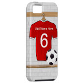 Personaliseerbaar Rood Wit Voetbalshirt Case-Mate iPhone Case (Back/Rechts)