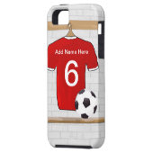 Personaliseerbaar Rood Wit Voetbalshirt Case-Mate iPhone Case (Achterkant Links)