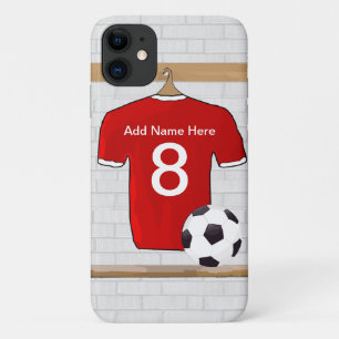 Personaliseerbaar Rood Wit Voetbalshirt iPhone 11 Hoesje