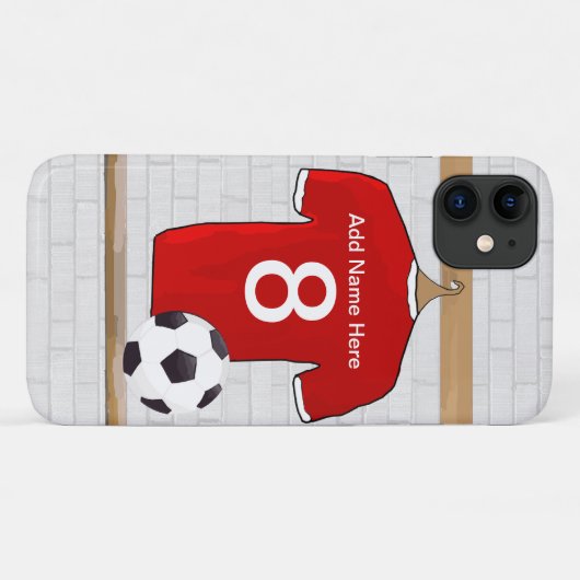 Personaliseerbaar Rood Wit Voetbalshirt Case-Mate iPhone Case (Achterkant (horizontaal))
