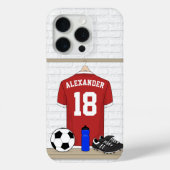 Personaliseerbaar Rood Wit Voetbalshirt Case-Mate iPhone Case (Achterkant)