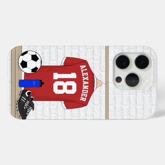 Personaliseerbaar Rood Wit Voetbalshirt Case-Mate iPhone Case (Achterkant (horizontaal))