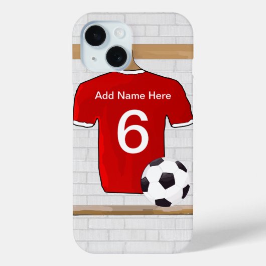 Personaliseerbaar Rood Wit Voetbalshirt Case-Mate iPhone Case (Achterkant)