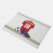Personaliseerbaar Rood Wit Voetbalshirt Deurmat (Schuin)