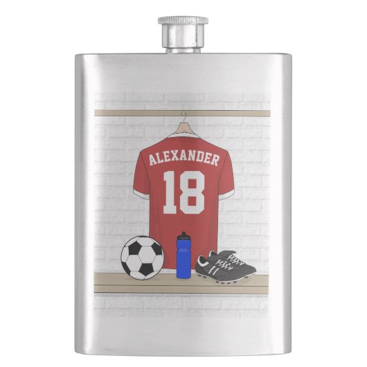 Personaliseerbaar Rood Wit Voetbalshirt Flacon (Voorkant)