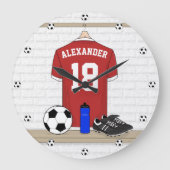 Personaliseerbaar Rood Wit Voetbalshirt Grote Klok (Voorkant)