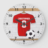 Personaliseerbaar Rood Wit Voetbalshirt Grote Klok (Voorkant)