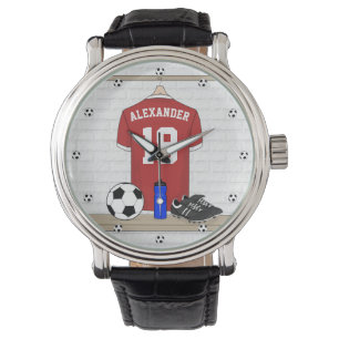 Personaliseerbaar Rood Wit Voetbalshirt Horloge
