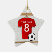 Personaliseerbaar Rood Wit Voetbalshirt Keramisch Ornament (Rechts)