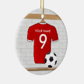 Personaliseerbaar Rood Wit Voetbalshirt Keramisch Ornament (Rechts)