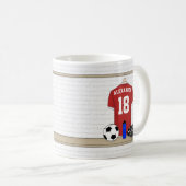 Personaliseerbaar Rood Wit Voetbalshirt Koffiemok (Voorkant rechts)