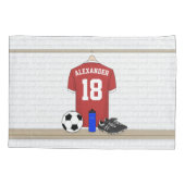 Personaliseerbaar Rood Wit Voetbalshirt Kussensloop (Achterkant)