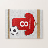Personaliseerbaar Rood Wit Voetbalshirt Legpuzzel (Horizontaal)
