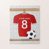 Personaliseerbaar Rood Wit Voetbalshirt Legpuzzel (Verticaal)