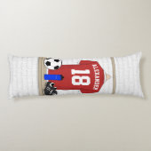 Personaliseerbaar Rood Wit Voetbalshirt Lichaamskussen (Achterkant)