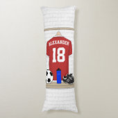 Personaliseerbaar Rood Wit Voetbalshirt Lichaamskussen (Voorkant Verticaal)