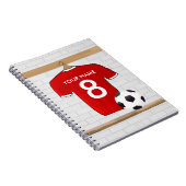 Personaliseerbaar Rood Wit Voetbalshirt Notitieboek (Rechterzijde)