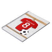 Personaliseerbaar Rood Wit Voetbalshirt Notitieboek (Linkerzijde)