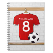 Personaliseerbaar Rood Wit Voetbalshirt Notitieboek (Voorkant)