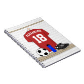 Personaliseerbaar Rood Wit Voetbalshirt Notitieboek (Rechterzijde)