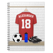 Personaliseerbaar Rood Wit Voetbalshirt Notitieboek (Voorkant)