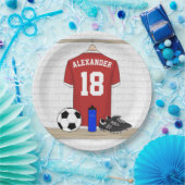 Personaliseerbaar Rood Wit Voetbalshirt Papieren Bordje (Feest)