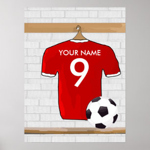 Personaliseerbaar Rood Wit Voetbalshirt Poster
