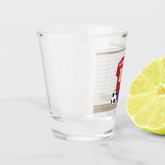 Personaliseerbaar Rood Wit Voetbalshirt Shot Glas (Links)