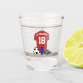 Personaliseerbaar Rood Wit Voetbalshirt Shot Glas (Voorkant)