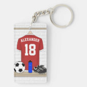 Personaliseerbaar Rood Wit Voetbalshirt Sleutelhanger (achterkant)