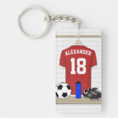 Personaliseerbaar Rood Wit Voetbalshirt Sleutelhanger (Voorkant)