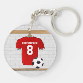 Personaliseerbaar Rood Wit Voetbalshirt Sleutelhanger (Achterkant)