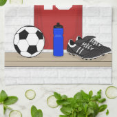 Personaliseerbaar Rood Wit Voetbalshirt Theedoek (Gevouwen)