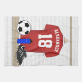 Personaliseerbaar Rood Wit Voetbalshirt Theedoek (Horizontaal)