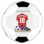 Personaliseerbaar Rood Wit Voetbalshirt Voetbal (Voorkant)
