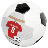 Personaliseerbaar Rood Wit Voetbalshirt Voetbal (Drie kwart)