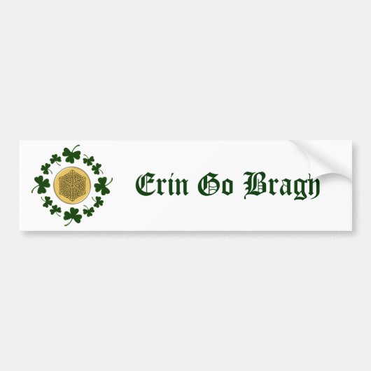 PERSONALISEERBAAR!  Shamrocks - Gold Irish Celtic Bumpersticker (Voorkant)